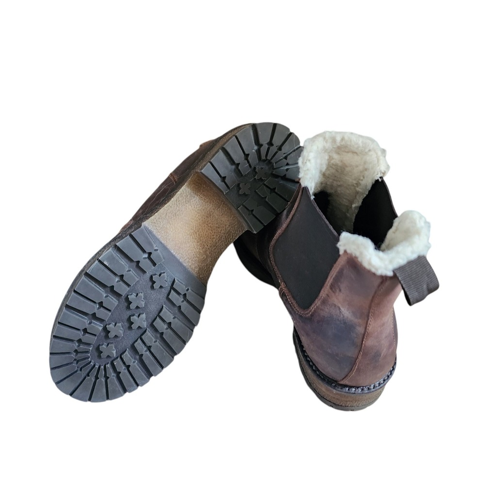 Alpine Design Chelsea Boots Women Size 8 Brown Leather Faux Fur Lined - Picture 3 of 9